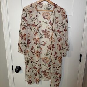 Les Ami’s Floral Sheer Kimono Cardigan Small EUC